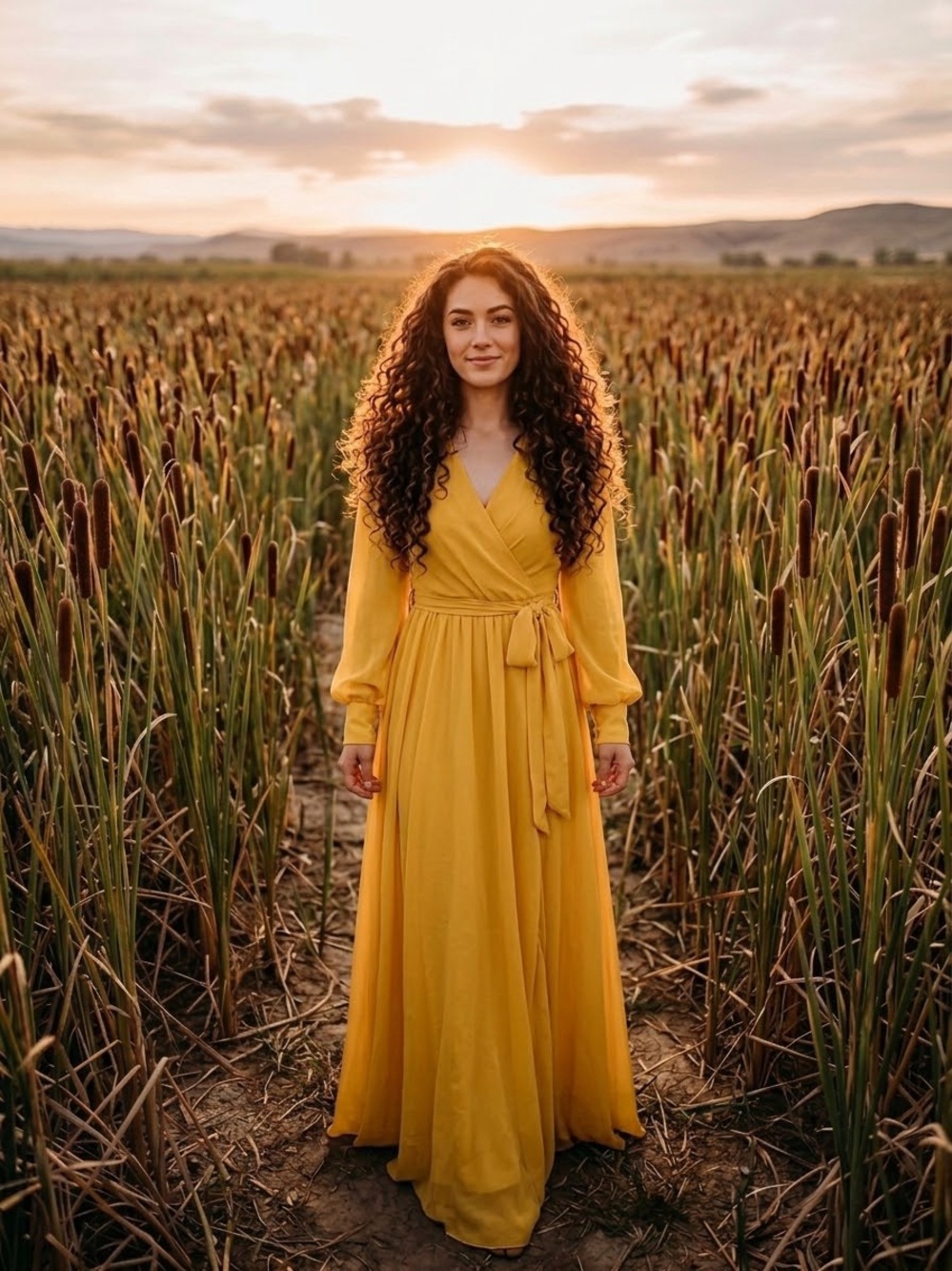 Baltic Born Mustard Yellow Wrap Maxi Dress
